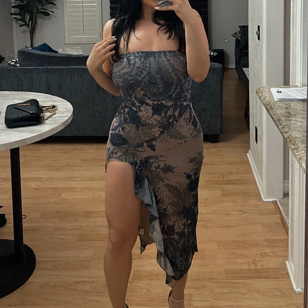 Windsor Strapless Black and Tan Dress